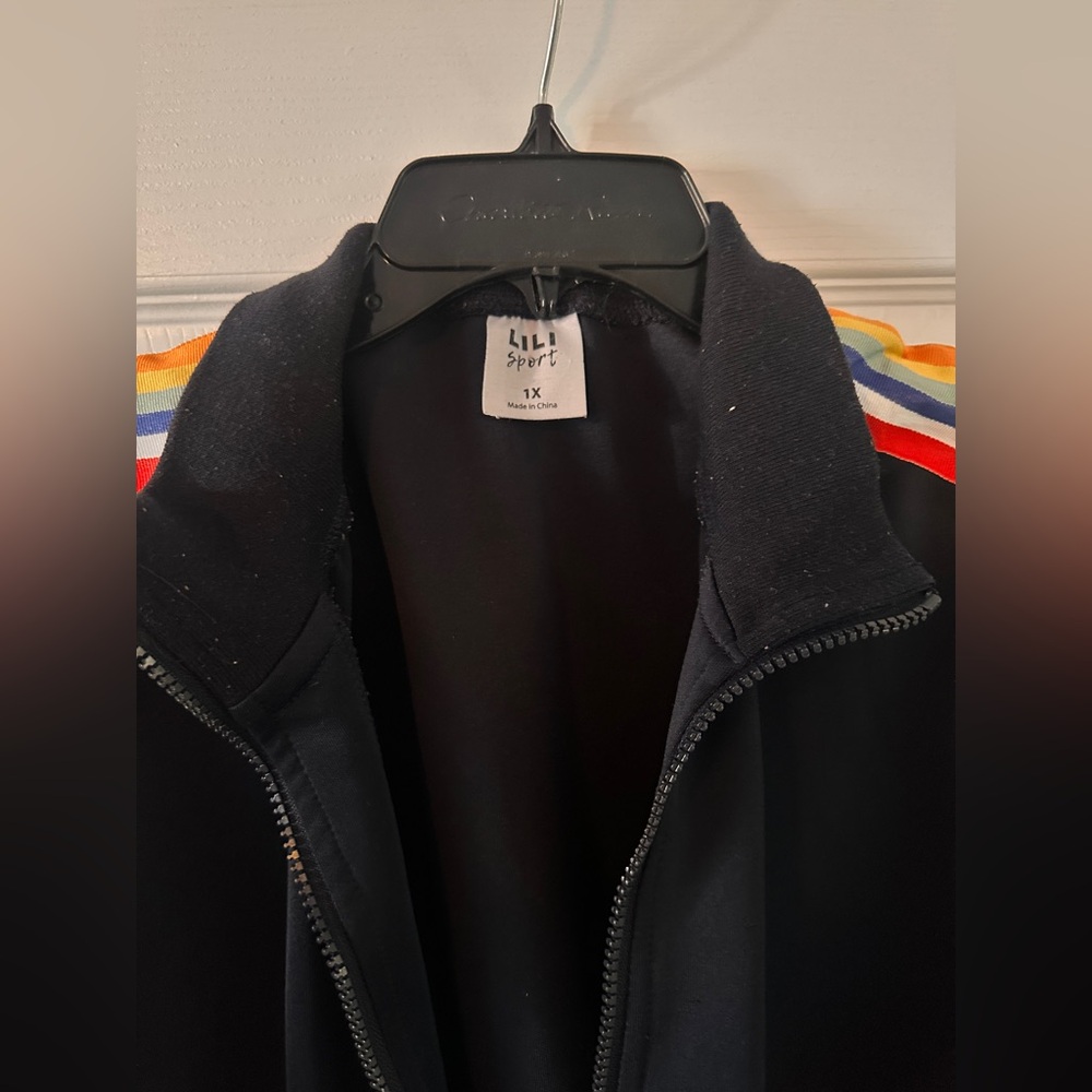90s Y2K Multicolor Stripe Black Jacket - Picture 2 of 4